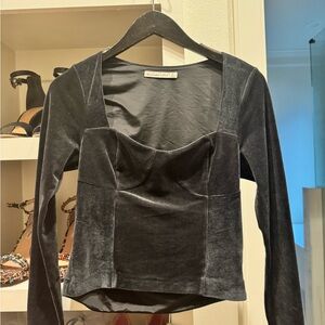 Velvet black long sleeve top